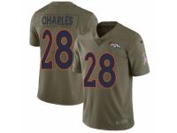 Men Nike Denver Broncos #28 Jamaal Charles Limited Olive 2017 Salute to Service NFL Jersey