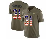 Men Nike Denver Broncos #31 Justin Simmons Limited Olive/USA Flag 2017 Salute to Service NFL Jersey