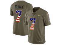 Men Nike Denver Broncos #7 John Elway Limited Olive/USA Flag 2017 Salute to Service NFL Jersey