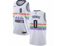 Men Nike Denver Nuggets #0 Isaiah Thomas White NBA Jersey - City Edition