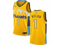 Men Nike Denver Nuggets #1 Jameer Nelson  Gold Alternate NBA Jersey Statement Edition
