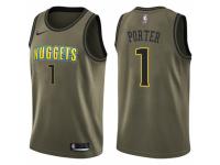 Men Nike Denver Nuggets #1 Michael Porter Swingman Green Salute to Service NBA Jersey