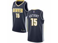 Men Nike Denver Nuggets #15 Carmelo Anthony Navy Blue Road NBA Jersey - Icon Edition