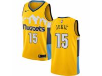 Men Nike Denver Nuggets #15 Nikola Jokic  Gold Alternate NBA Jersey Statement Edition