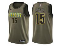 Men Nike Denver Nuggets #15 Nikola Jokic Swingman Green Salute to Service NBA Jersey