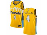 Men Nike Denver Nuggets #4 Paul Millsap  Gold Alternate NBA Jersey Statement Edition