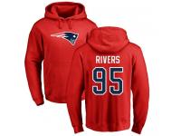 Men Nike Derek Rivers Red Name & Number Logo - NFL New England Patriots #95 Pullover Hoodie