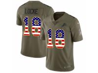 Men Nike Detroit Lions #18 Jeff Locke Limited Olive/USA Flag Salute to Service NFL Jersey