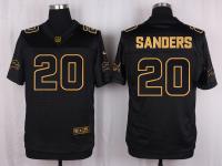 Men Nike Detroit Lions #20 Barry Sanders Pro Line Black Gold Collection Jersey
