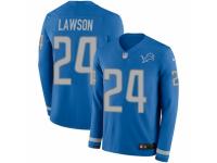 Men Nike Detroit Lions #24 Nevin Lawson Limited Blue Therma Long Sleeve NFL Jersey