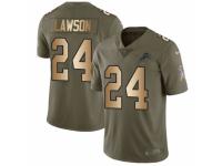 Men Nike Detroit Lions #24 Nevin Lawson Limited Olive/Gold Salute to Service NFL Jersey