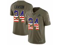 Men Nike Detroit Lions #24 Nevin Lawson Limited Olive/USA Flag Salute to Service NFL Jersey