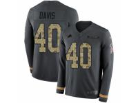 Men Nike Detroit Lions #40 Jarrad Davis Limited Black Salute to Service Therma Long Sleeve NFL Jersey
