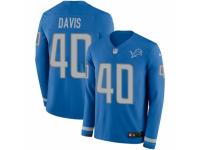 Men Nike Detroit Lions #40 Jarrad Davis Limited Blue Therma Long Sleeve NFL Jersey