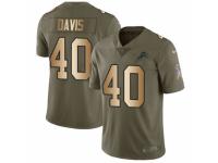Men Nike Detroit Lions #40 Jarrad Davis Limited Olive/Gold Salute to Service NFL Jersey