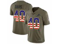 Men Nike Detroit Lions #40 Jarrad Davis Limited Olive/USA Flag Salute to Service NFL Jersey