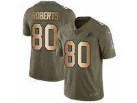 Men Nike Detroit Lions #80 Michael Roberts Limited Olive/Gold Salute to Service NFL Jersey