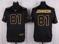 Men Nike Detroit Lions #81 Calvin Johnson Pro Line Black Gold Collection Jersey