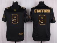 Men Nike Detroit Lions #9 Matthew Stafford Pro Line Black Gold Collection Jersey