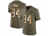 Men Nike Detroit Lions #94 Ziggy Ansah Limited Olive/Gold Salute to Service NFL Jersey