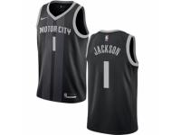 Men Nike Detroit Pistons #1 Reggie Jackson Black NBA Jersey - City Edition