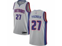 Men Nike Detroit Pistons #27 Zaza Pachulia Silver NBA Jersey Statement Edition