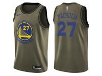 Men Nike Golden State Warriors #27 Zaza Pachulia Swingman Green Salute to Service NBA Jersey