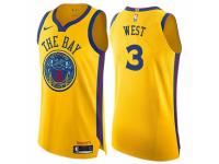 Men Nike Golden State Warriors #3 David West  Gold NBA Jersey - City Edition