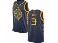 Men Nike Golden State Warriors #3 David West Navy Blue NBA Jersey - City Edition