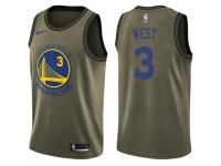 Men Nike Golden State Warriors #3 David West Swingman Green Salute to Service NBA Jersey
