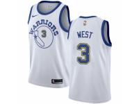 Men Nike Golden State Warriors #3 David West Swingman White Hardwood Classics NBA Jersey