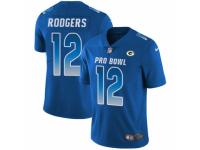 Men Nike Green Bay Packers #12 Aaron Rodgers Limited Royal Blue NFC 2019 Pro Bowl NFL Jersey