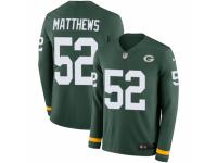 Men Nike Green Bay Packers #52 Clay Matthews Limited Green Therma Long Sleeve NFL Jersey
