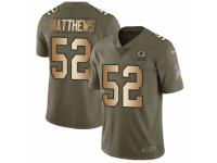 Men Nike Green Bay Packers #52 Clay Matthews Limited Olive/Gold 2017 Salute to Service NFL Jersey