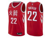 Men Nike Houston Rockets #22 Clyde Drexler  Red NBA Jersey - City Edition