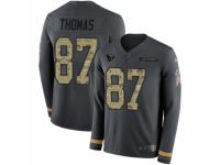 Men Nike Houston Texans #87 Demaryius Thomas Limited Black Salute to Service Therma Long Sleeve NFL Jersey