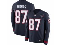 Men Nike Houston Texans #87 Demaryius Thomas Limited Navy Blue Therma Long Sleeve NFL Jersey
