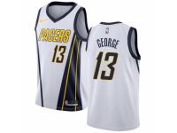 Men Nike Indiana Pacers #13 Paul George White  Jersey - Earned Edition