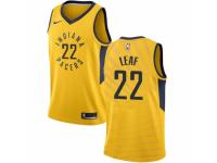 Men Nike Indiana Pacers #22 T. J. Leaf Gold NBA Jersey Statement Edition