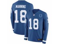 Men Nike Indianapolis Colts #18 Peyton Manning Limited Blue Therma Long Sleeve NFL Jersey