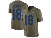 Men Nike Indianapolis Colts #18 Peyton Manning Limited Olive 2017 Salute to Service NFL Jersey