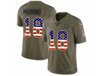 Men Nike Indianapolis Colts #18 Peyton Manning Limited Olive/USA Flag 2017 Salute to Service NFL Jersey
