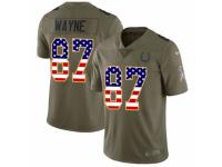 Men Nike Indianapolis Colts #87 Reggie Wayne Limited Olive/USA Flag 2017 Salute to Service NFL Jersey