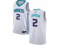 Men Nike Jordan Charlotte Hornets #2 Larry Johnson White NBA Jersey - Association Edition