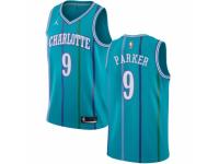 Men Nike Jordan Charlotte Hornets #9 Tony Parker Aqua Hardwood Classics NBA Jersey