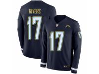 Men Nike Los Angeles Chargers #17 Philip Rivers Limited Navy Blue Therma Long Sleeve NFL Jersey