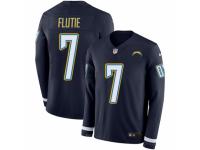 Men Nike Los Angeles Chargers #7 Doug Flutie Limited Navy Blue Therma Long Sleeve NFL Jersey