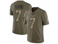 Men Nike Los Angeles Chargers #7 Doug Flutie Limited Olive/Camo 2017 Salute to Service NFL Jersey