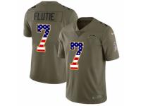 Men Nike Los Angeles Chargers #7 Doug Flutie Limited Olive/USA Flag 2017 Salute to Service NFL Jersey