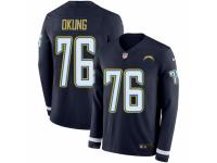 Men Nike Los Angeles Chargers #76 Russell Okung Limited Navy Blue Therma Long Sleeve NFL Jersey